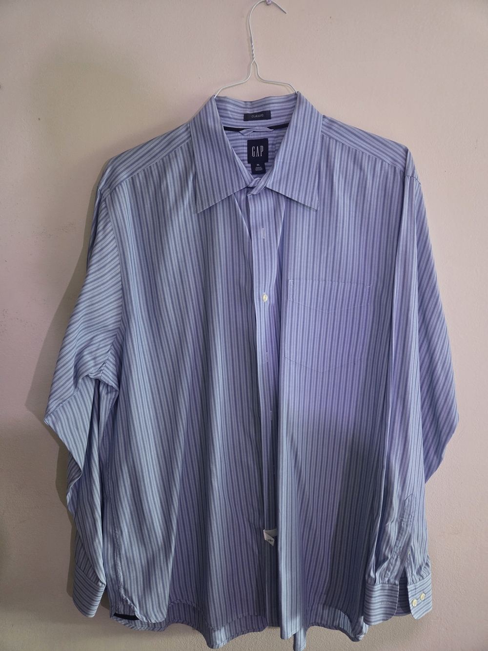 GAP Light Blue and White Striped Dress Shirt